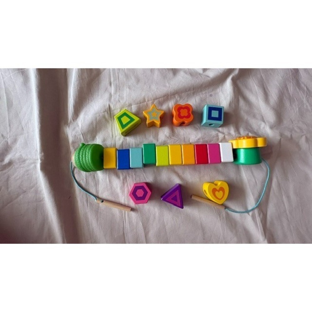 Wooden Educational Lacing Beads Toy Numbers Shapes Color Sorting Toddler Prescho - Picture 3 of 7